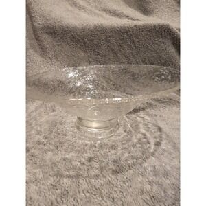 Vintage Clear Bubble Glass Blown Footed Dish Bowl